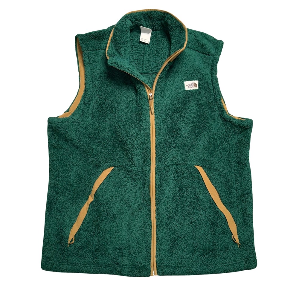 The North Face Sherpa Fleece Vest Mens XL Green Excellent Full Zip High Pile